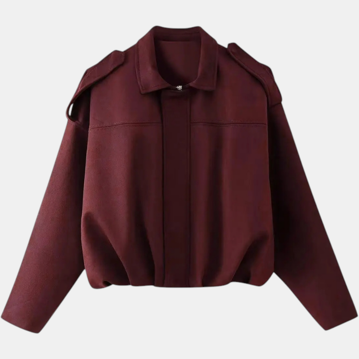 Women's Blouson Hem Batwing Sleeve Suede Aviator Jacket