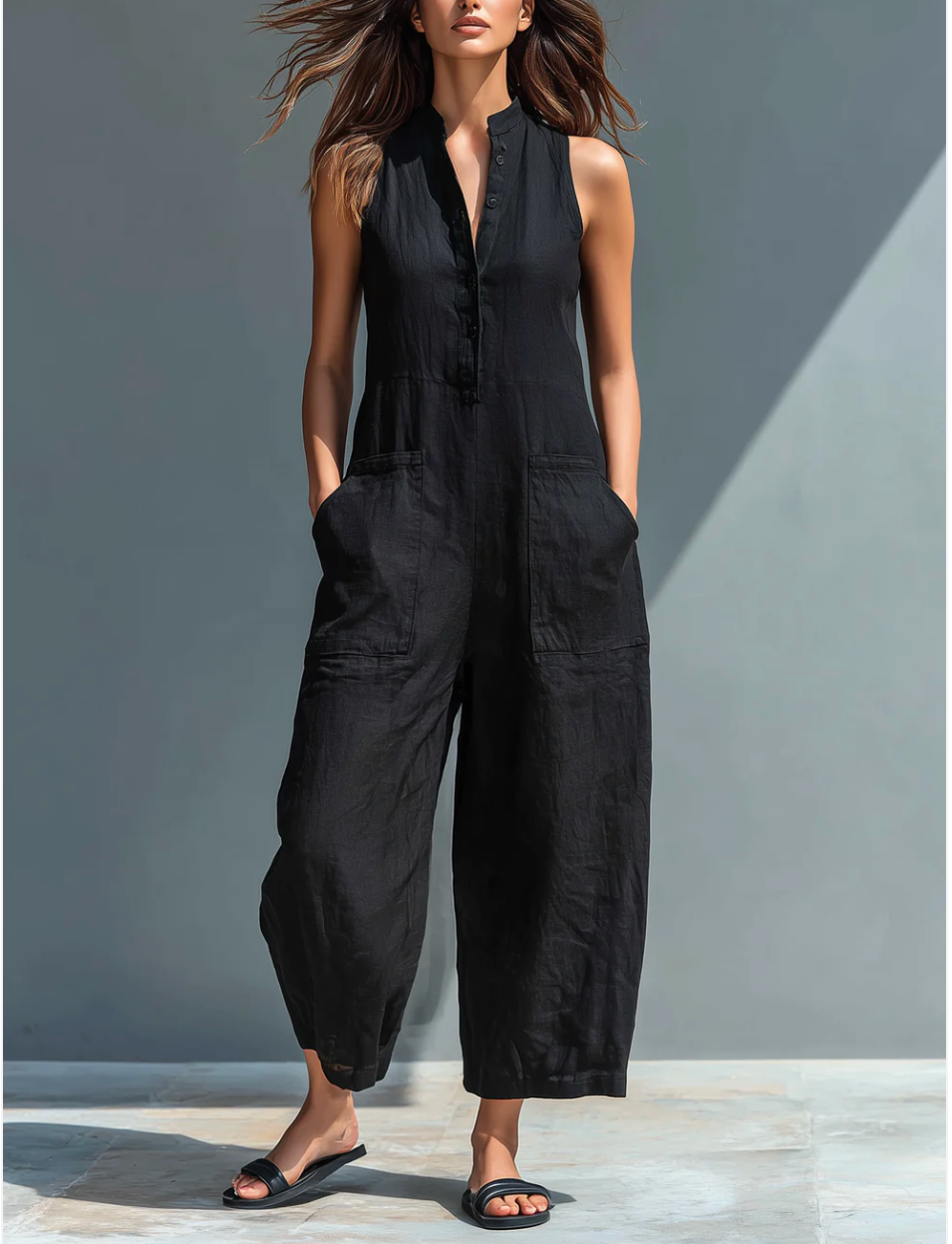 Nadine | Button-Front Linen Jumpsuit