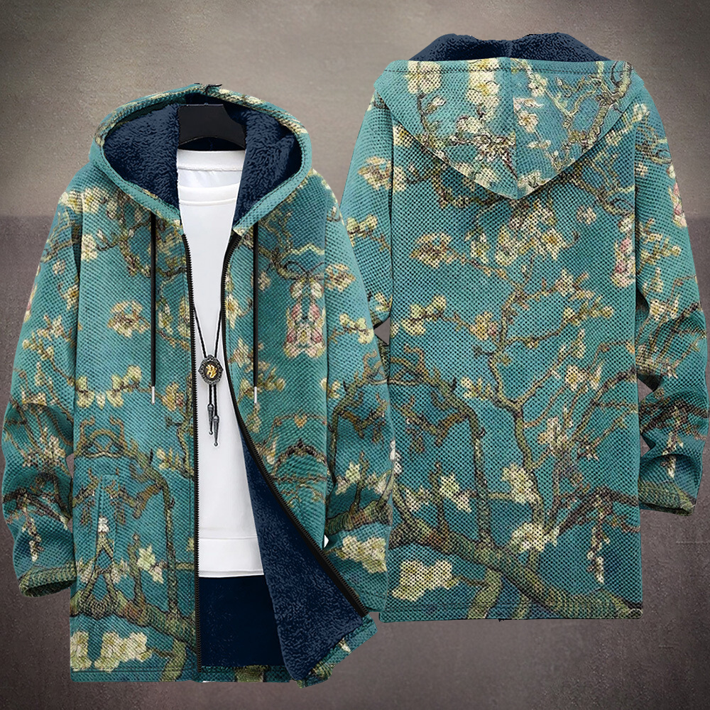 Annet | Hooded Cardigan with Artistic Print and Soft Lining