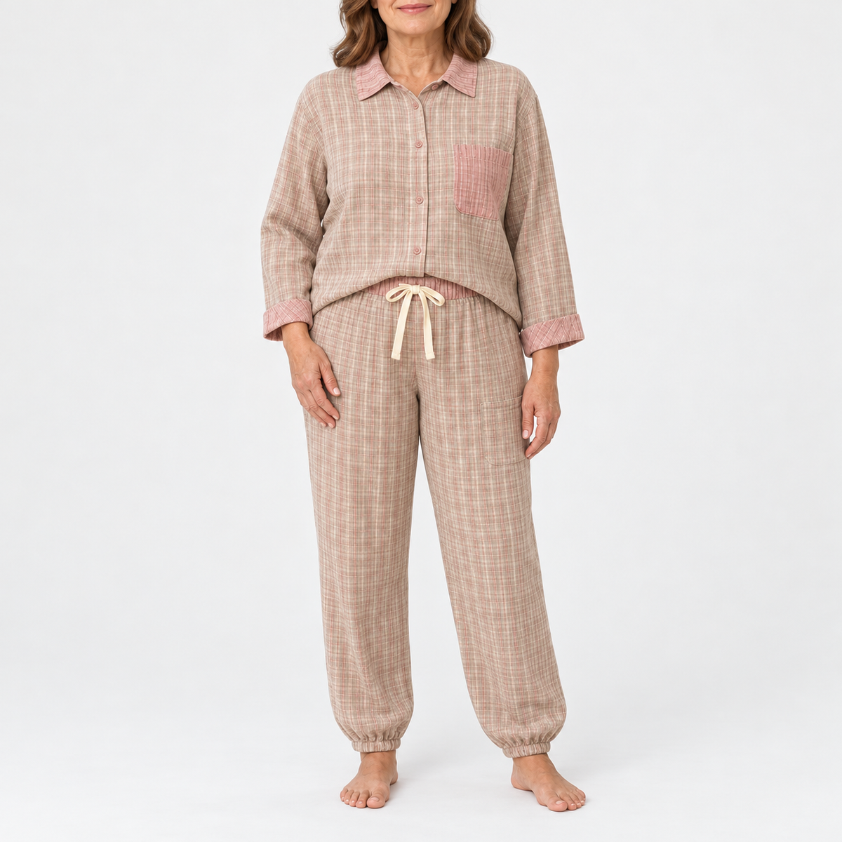 Marguerite | Checked Gauze Pajama Set