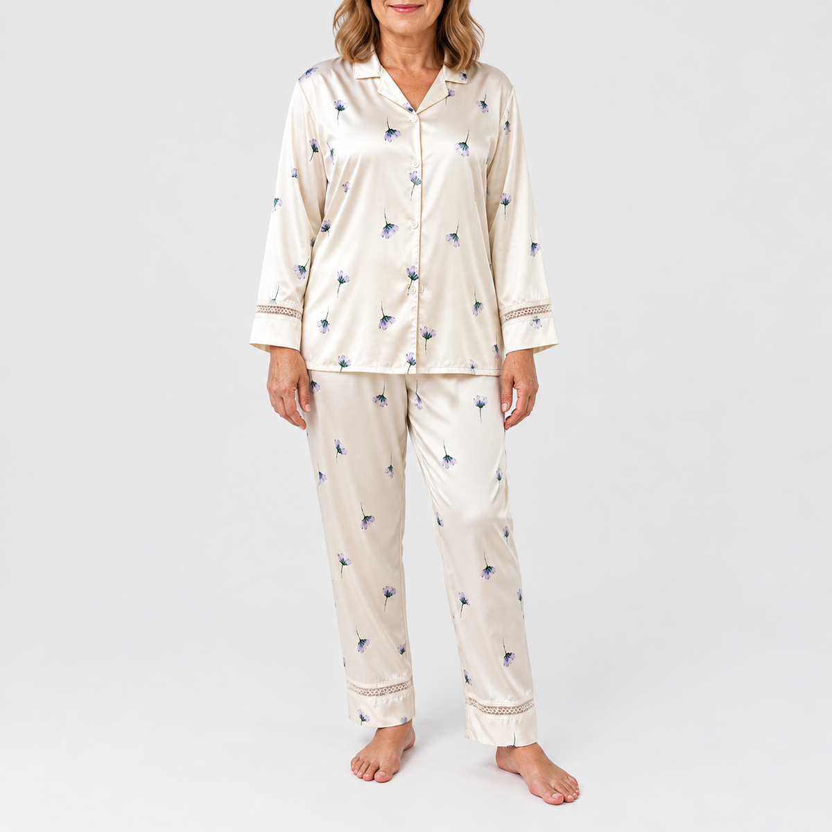 Celeste | Lace-Trimmed Pajama Set