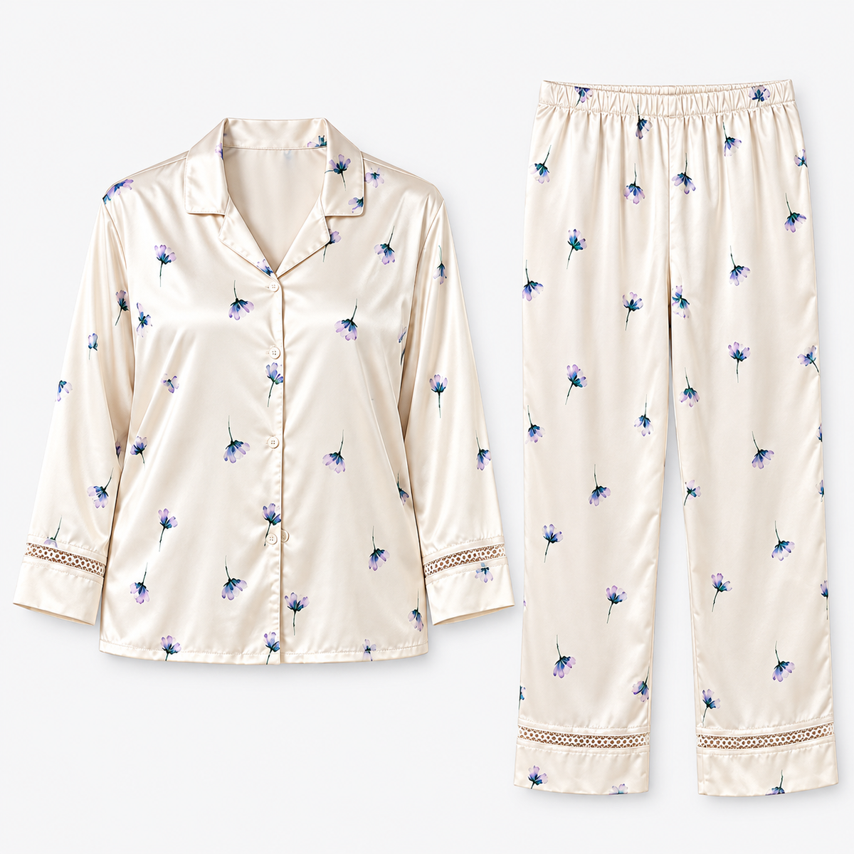 Celeste | Lace-Trimmed Pajama Set