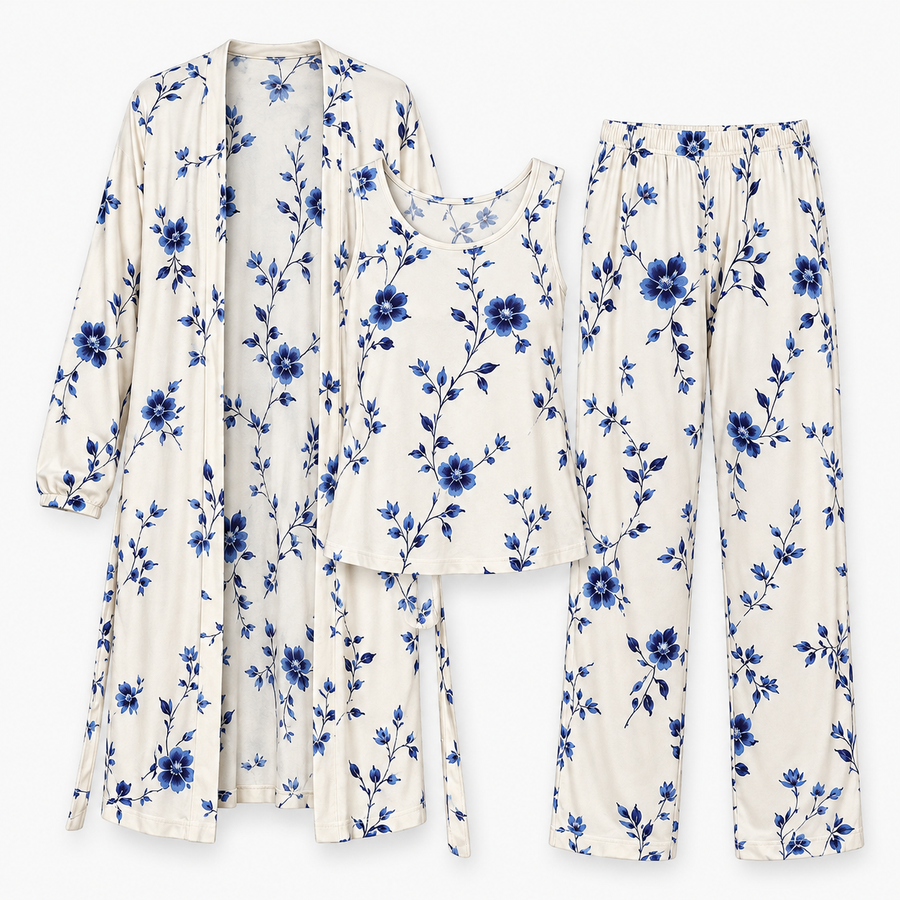 Kathy | 3-Piece Vintage Floral Pajama Set