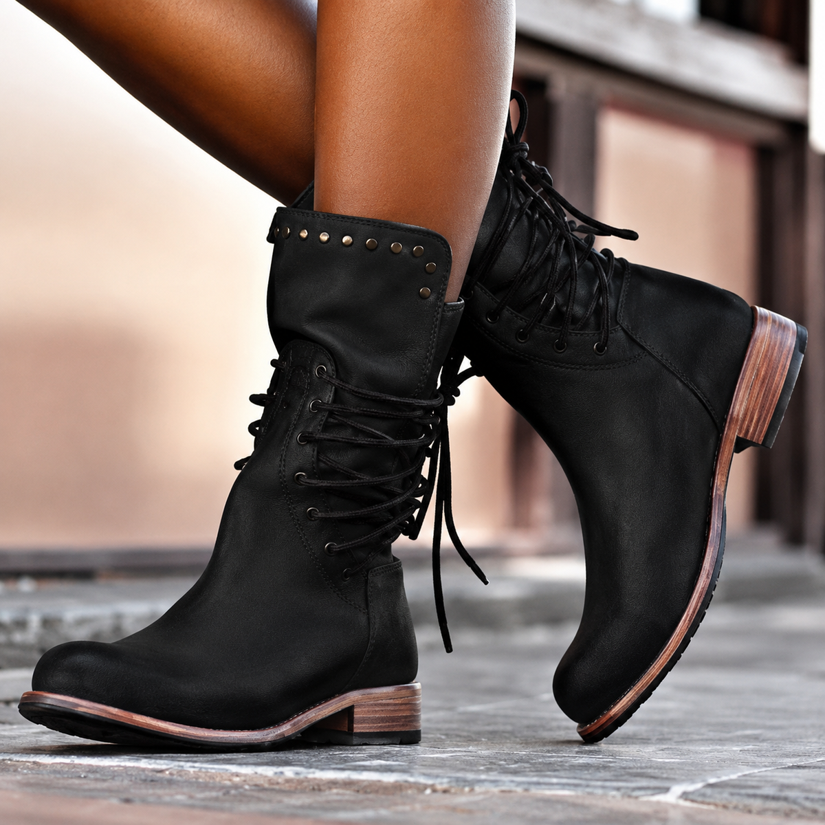 Nova | Fleece-Lined Cross-Strap Biker Boots