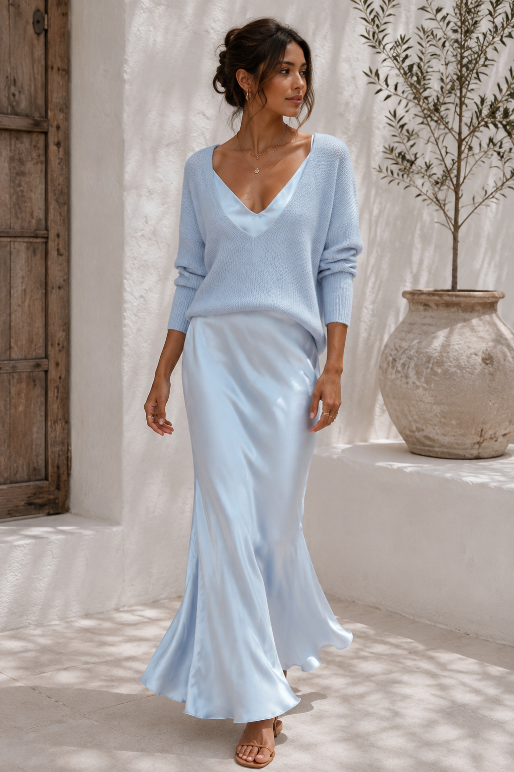 Alma | Abito Donna in Raso con Cardigan