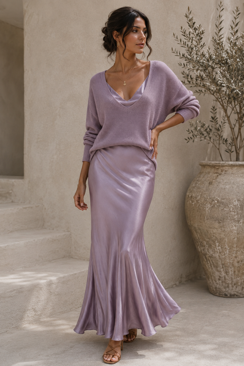 Alma | Abito Donna in Raso con Cardigan