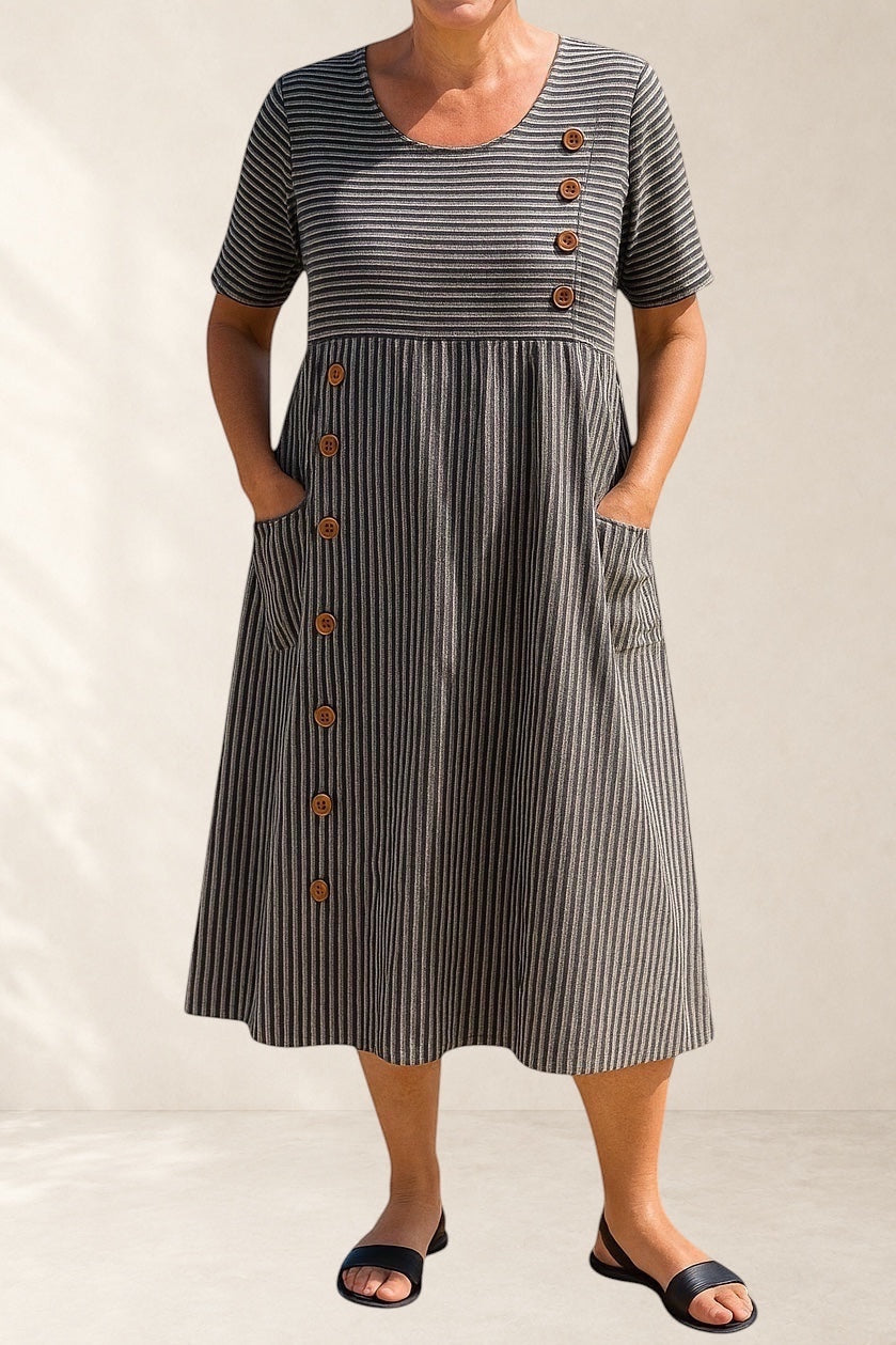 Brienne | Striped Midi Dress – Effortless Comfort, Everyday Confidence