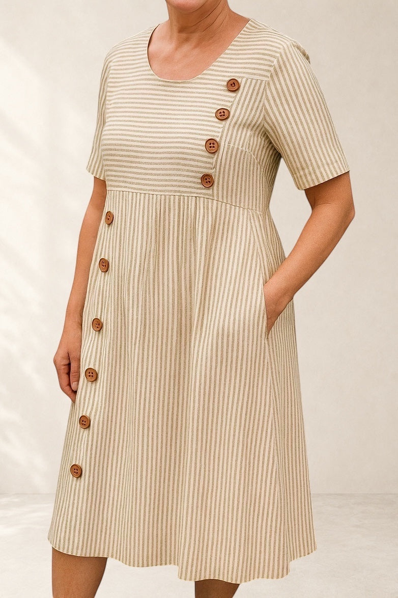 Brienne | Striped Midi Dress – Effortless Comfort, Everyday Confidence