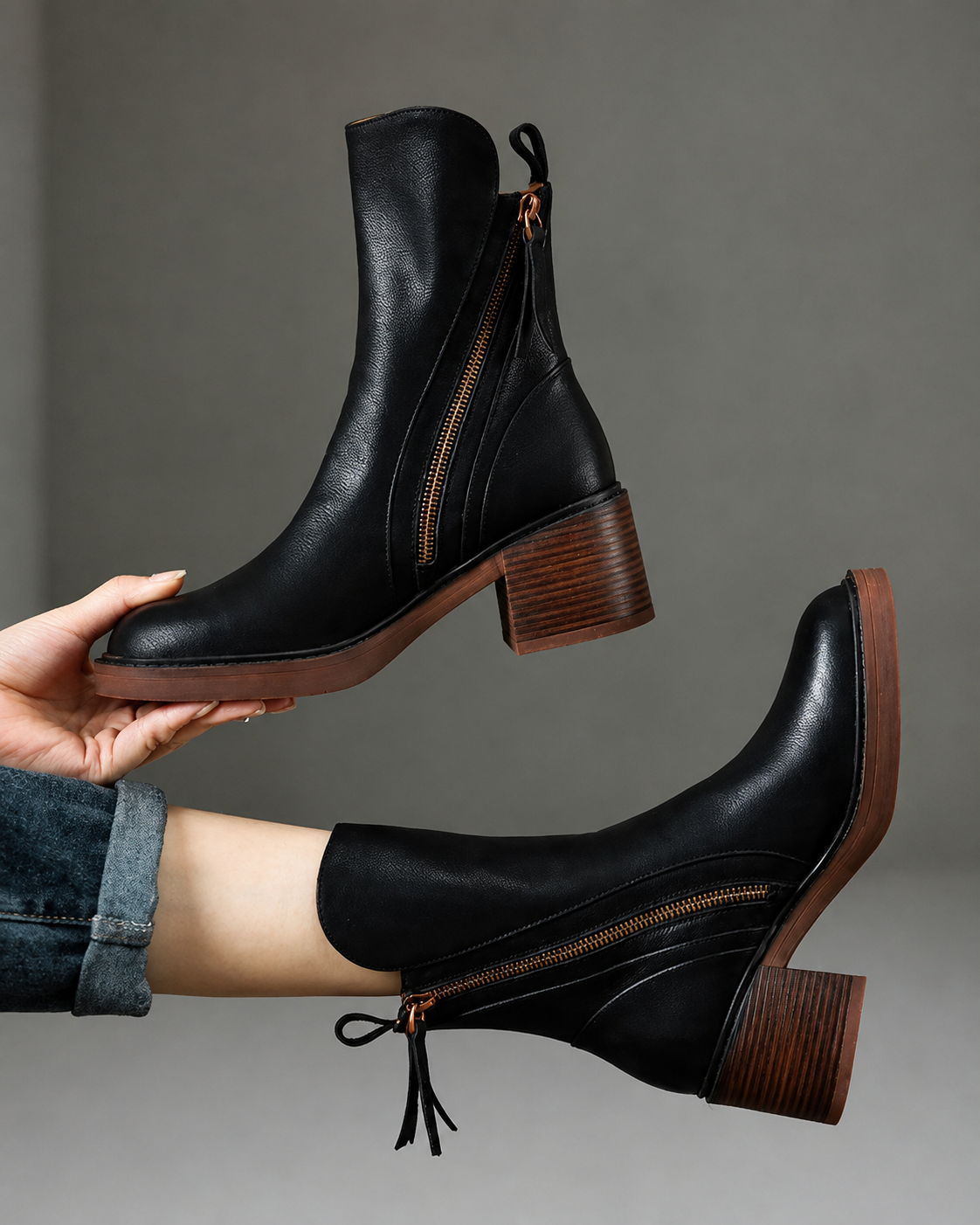 Valorine | Elegant Leather Ankle Boots