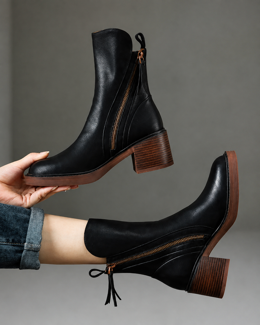 Valorine | Elegant Leather Ankle Boots