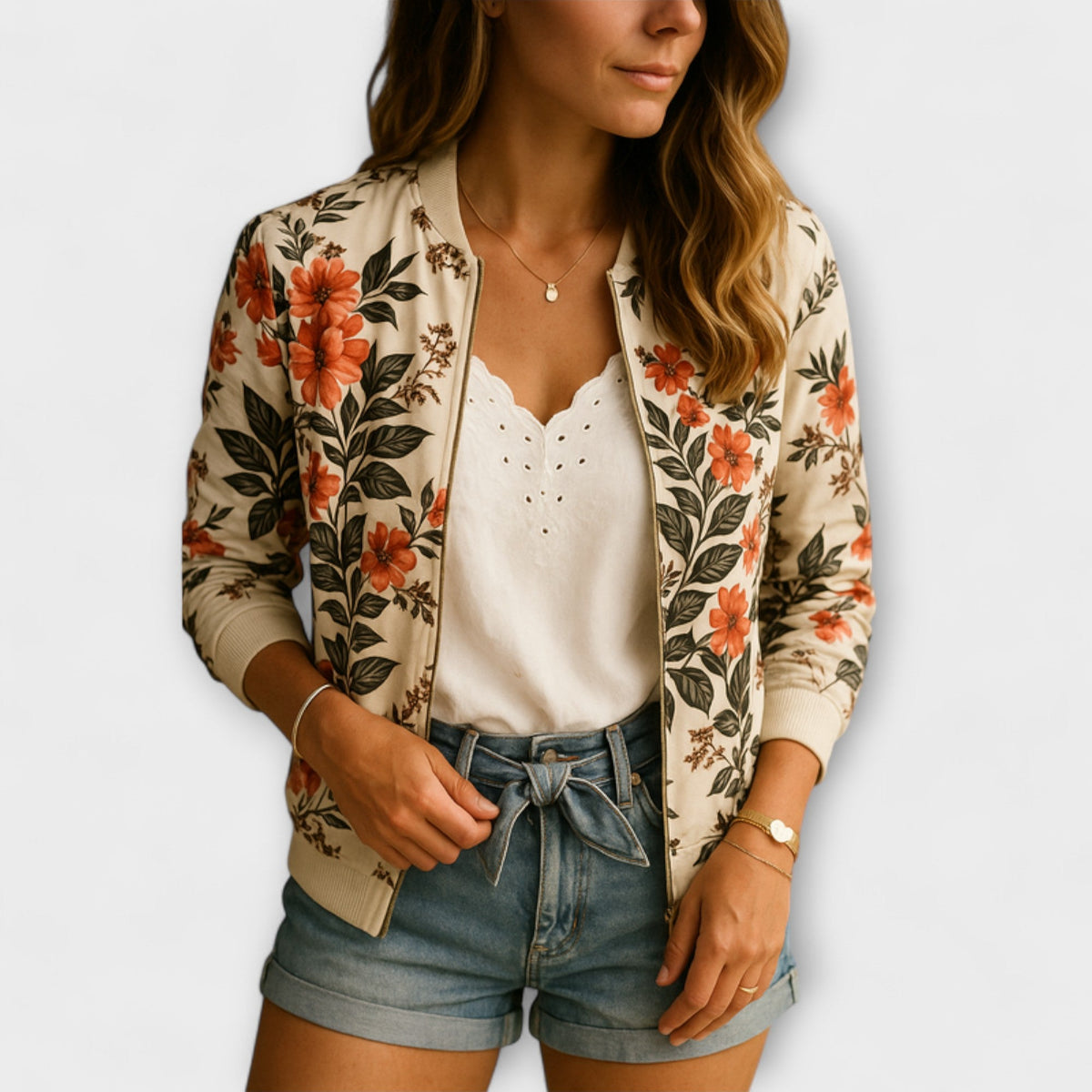 Kaelin | Stylish Bomber Jacket with Floral Pattern