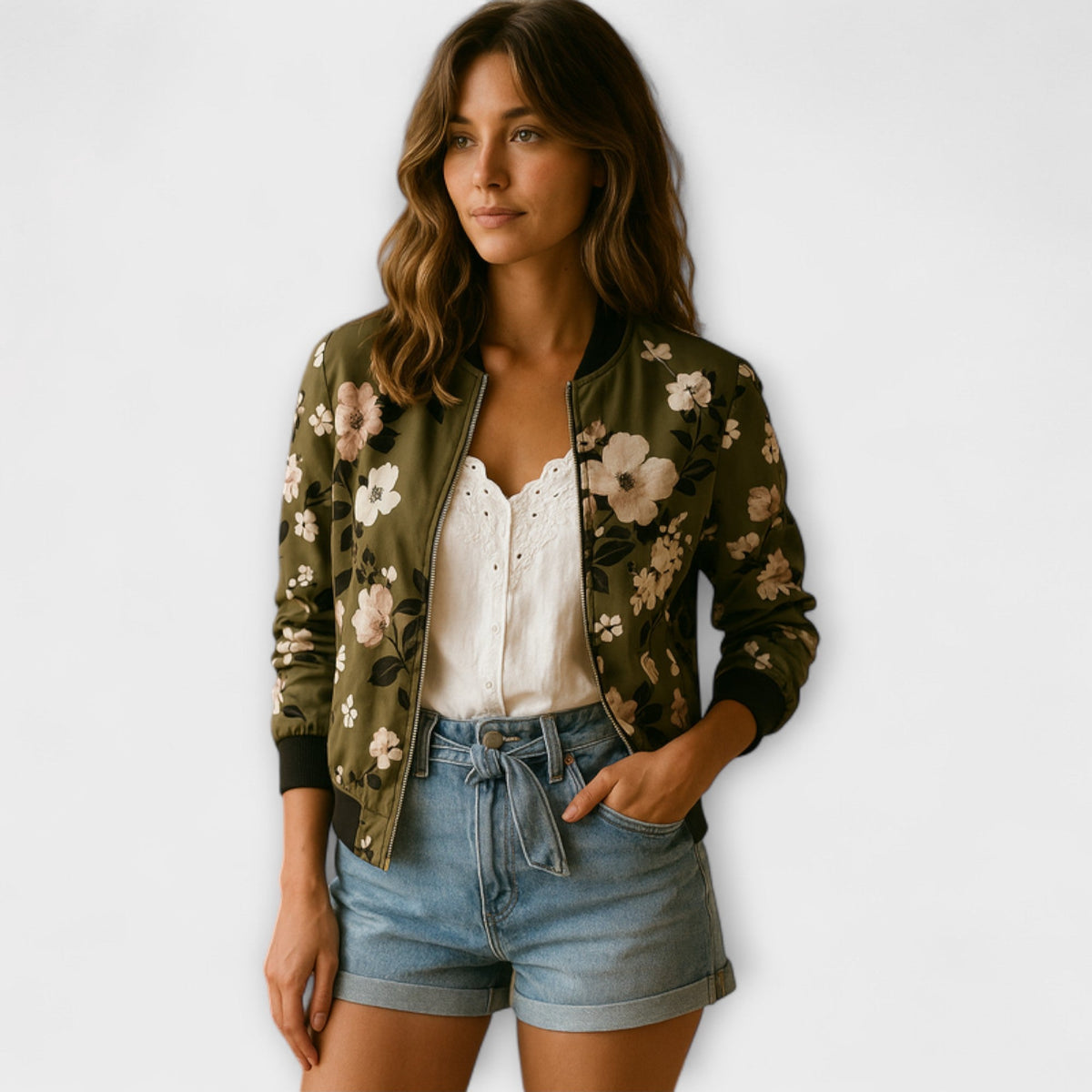 Kaelin | Stylish Bomber Jacket with Floral Pattern