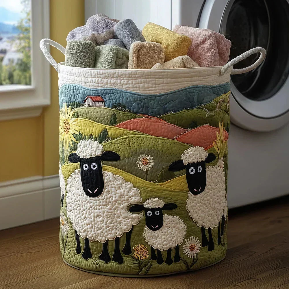 Rosamund™ | Snuggled Sheep Quilted Laundry Basket