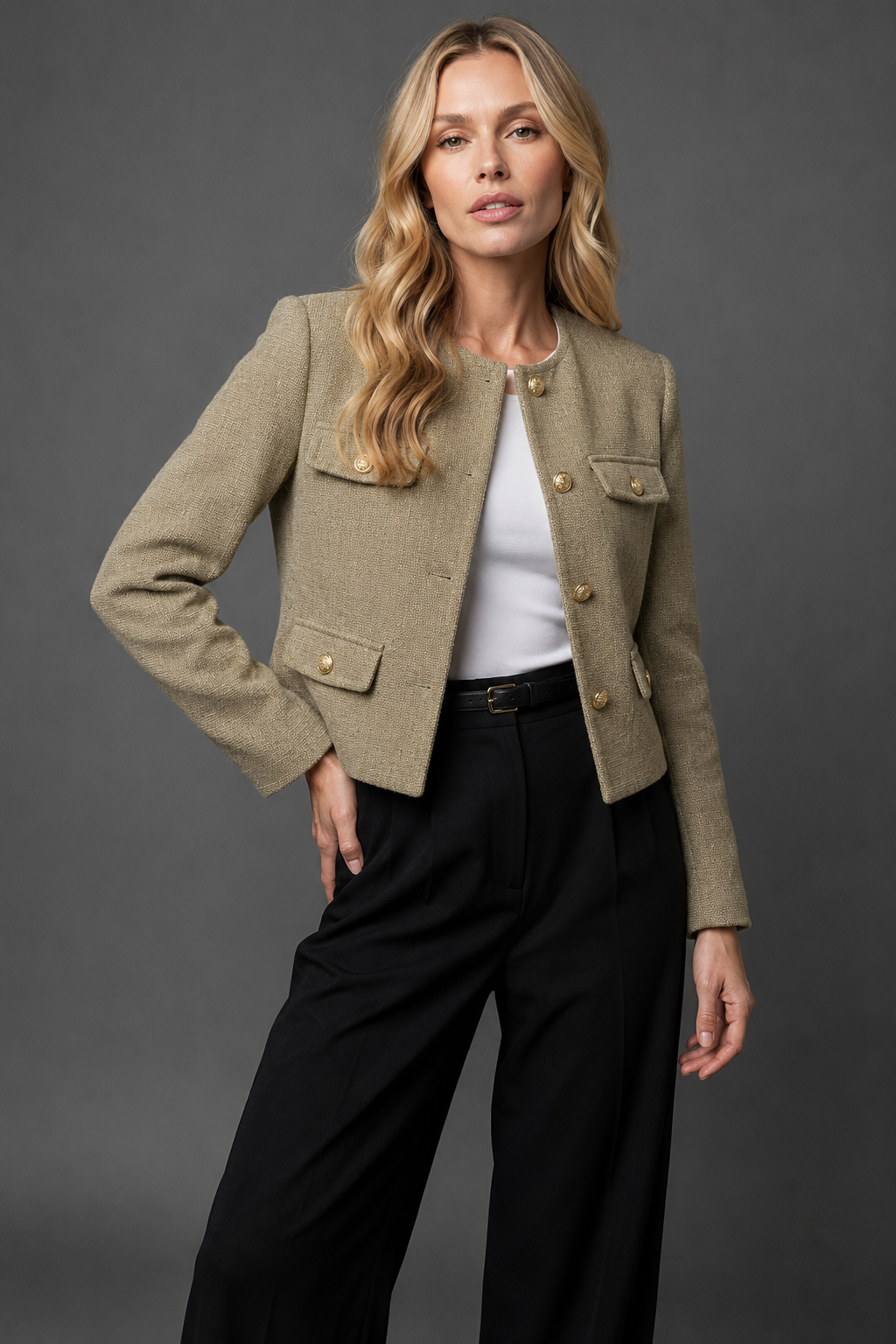 Cropped Tweed Blazer