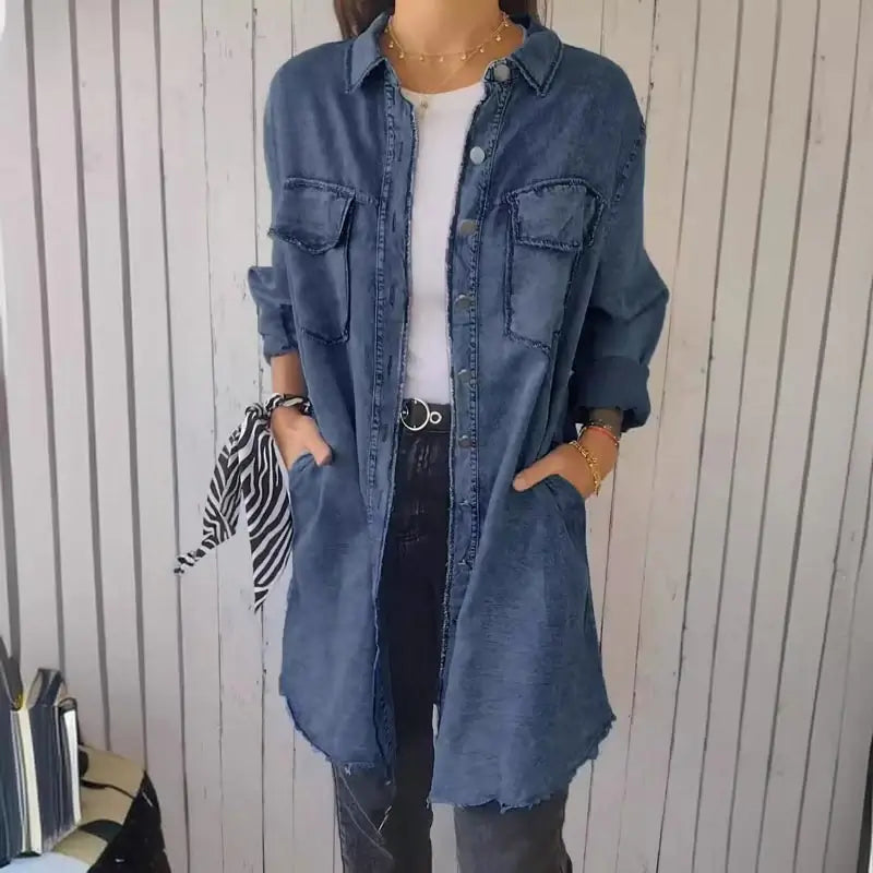 Julietta | Long women's denim Jacket, versatile to combine.