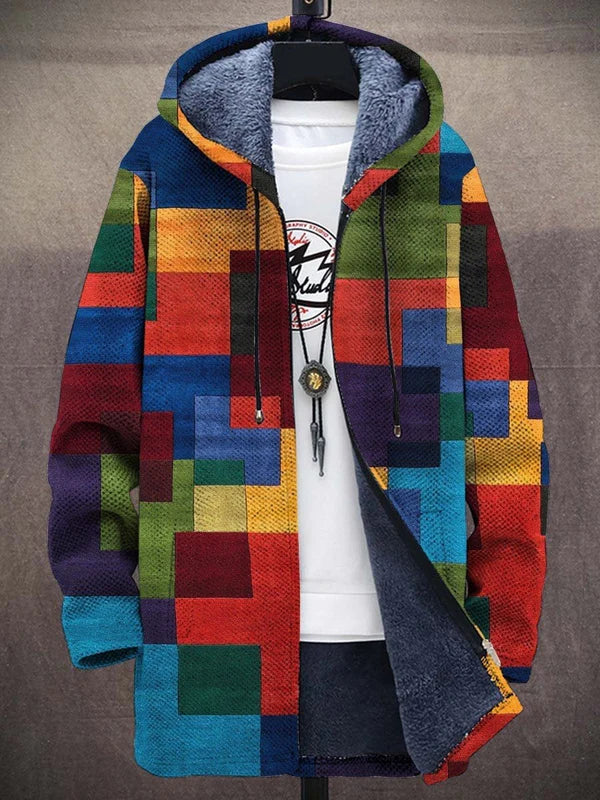Hetty | Hooded Cardigan with Artistic Print and Soft Lining
