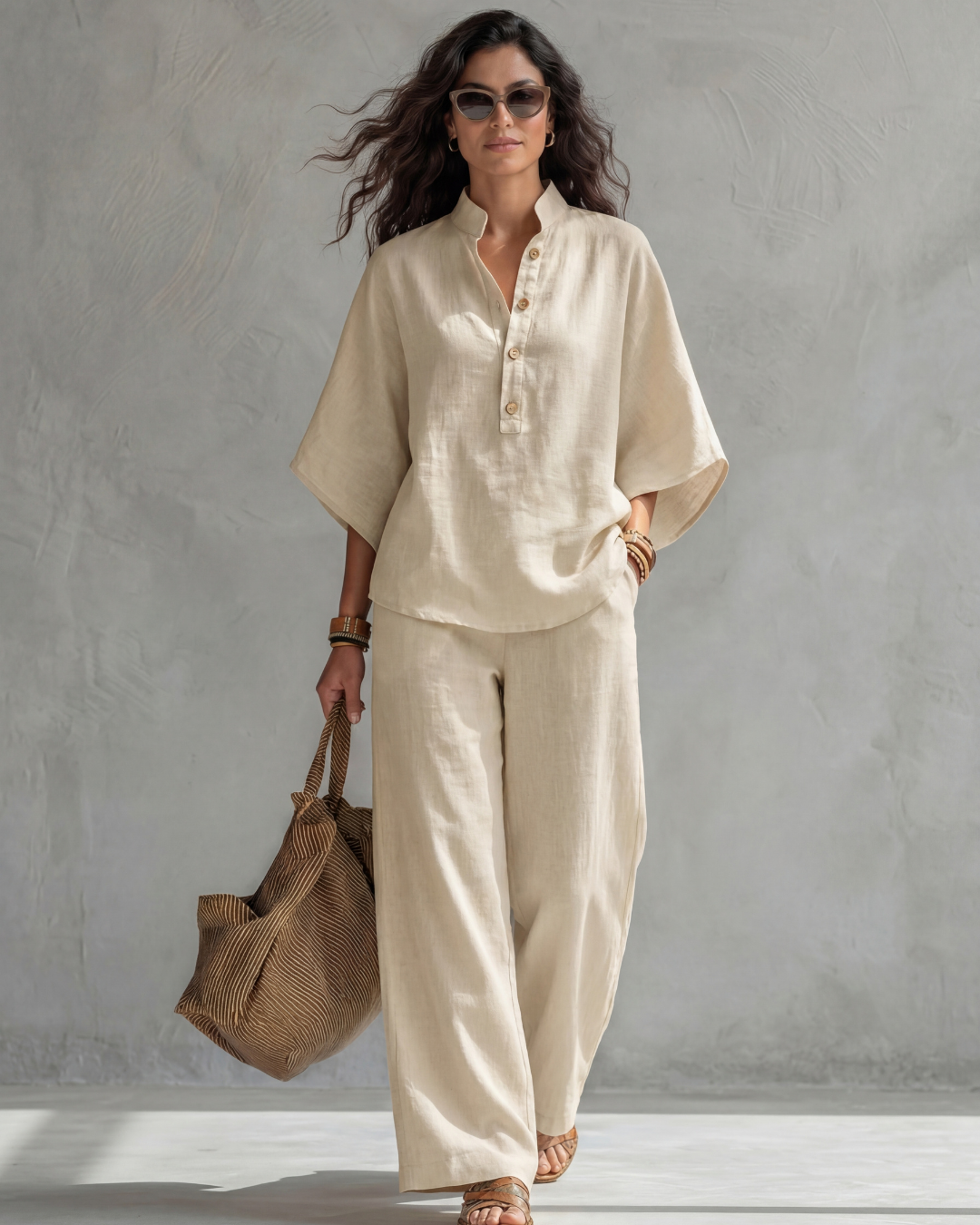 Elena | Two-Piece Set with Button-Front Blouse