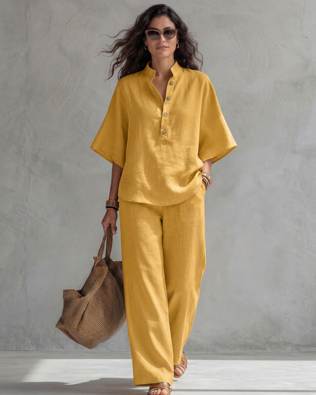 Elena | Two-Piece Set with Button-Front Blouse