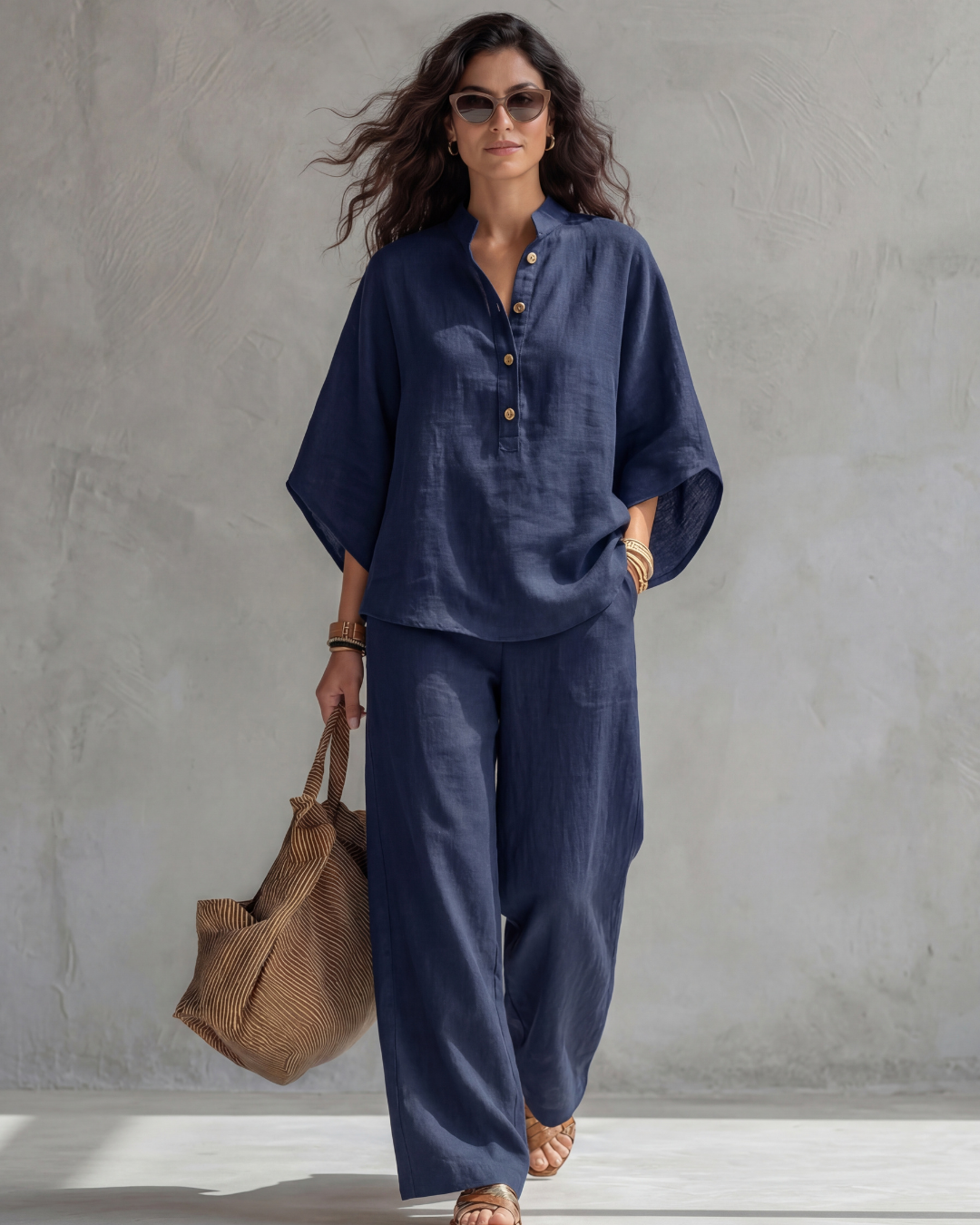 Elena | Two-Piece Set with Button-Front Blouse