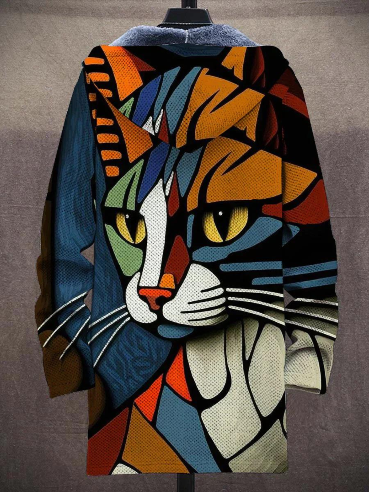 Katrijn | Hooded Cardigan with Artistic Print and Soft Lining