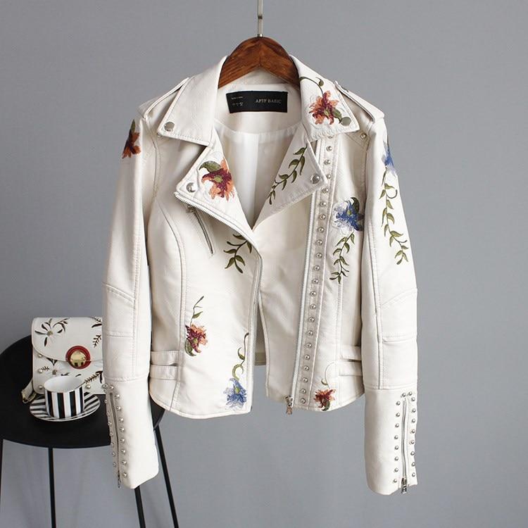 Minerva | Leather Jacket with Embroidery