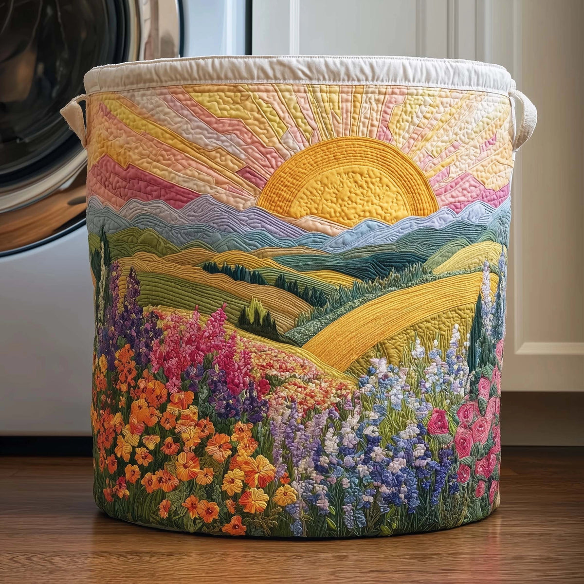 Araminta™ | Golden Meadow Sunrise Quilted Laundry Basket