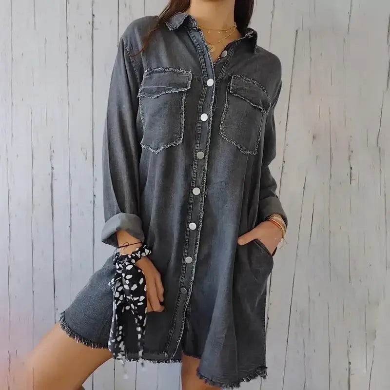 Julietta | Long women's denim Jacket, versatile to combine.
