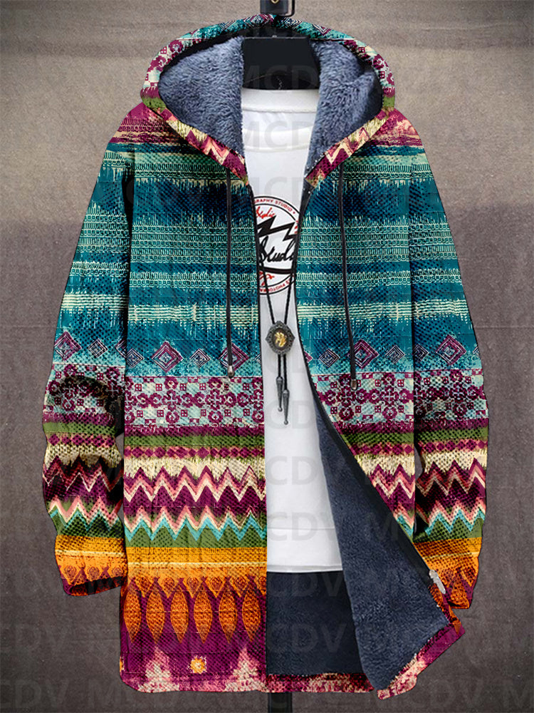 Roosanne | Hooded Cardigan with Artistic Print and Soft Lining