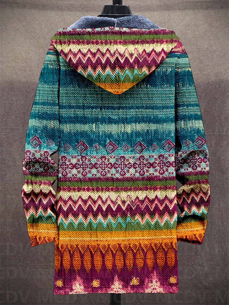 Roosanne | Hooded Cardigan with Artistic Print and Soft Lining