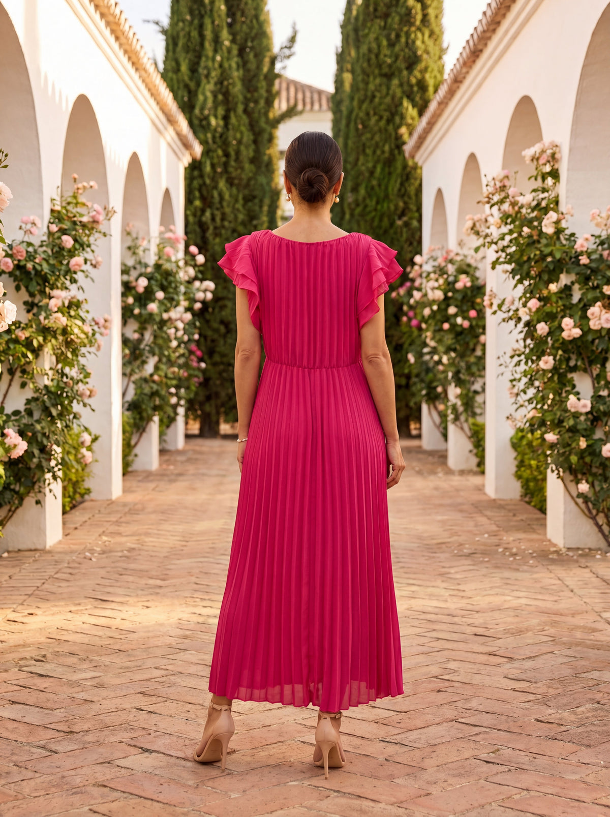 Seraphina | Abito Lungo Donna Plissettato con Cintura Annodata