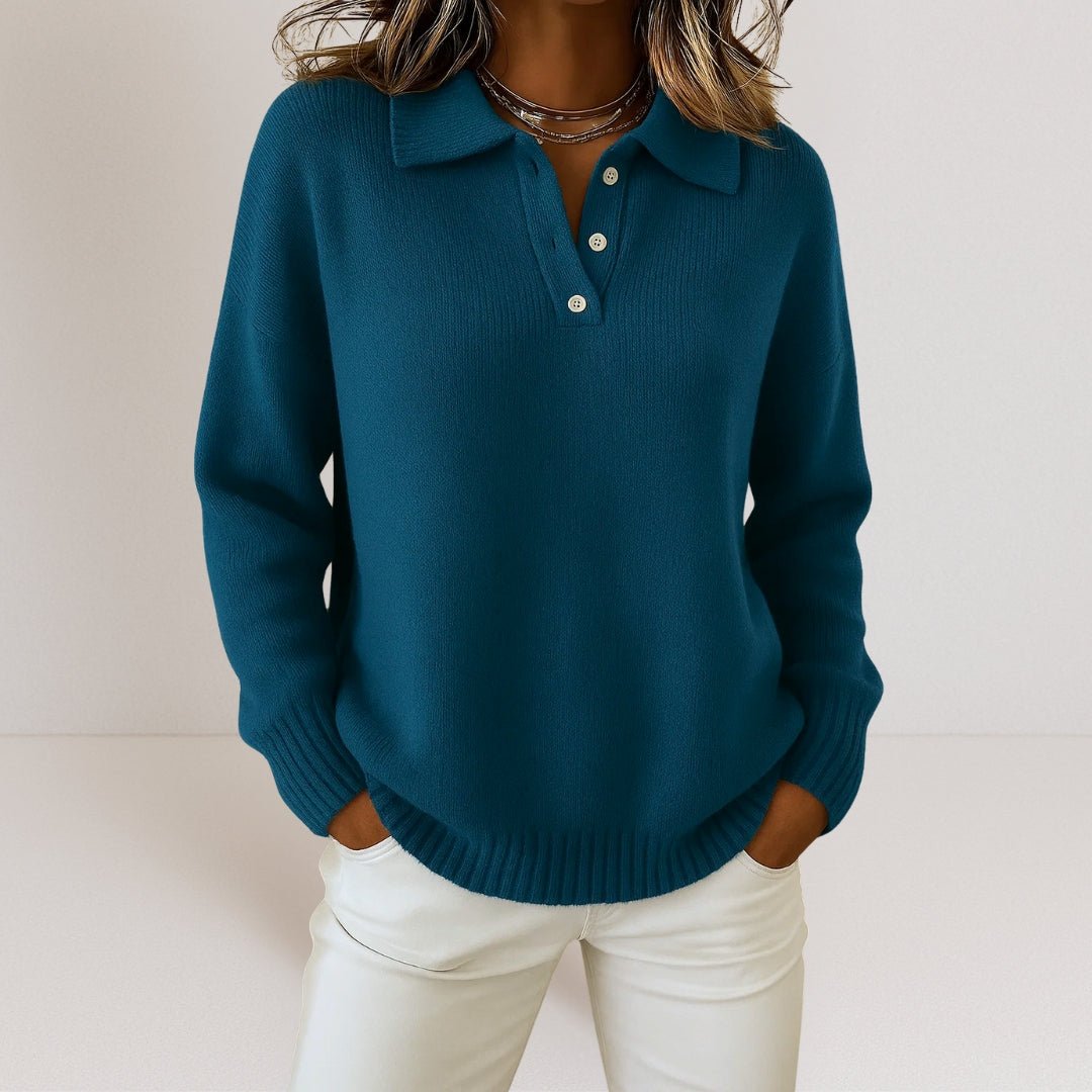 Knit Sweater with Polo Collar