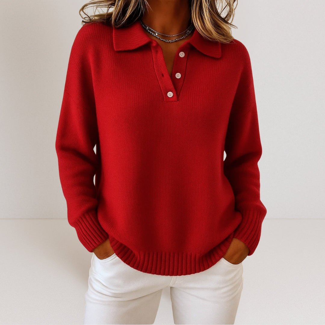 Knit Sweater with Polo Collar