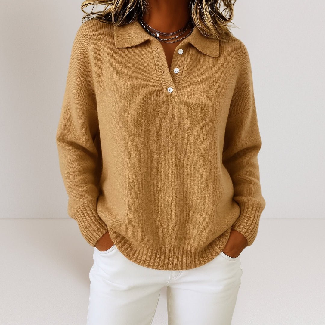 Knit Sweater with Polo Collar