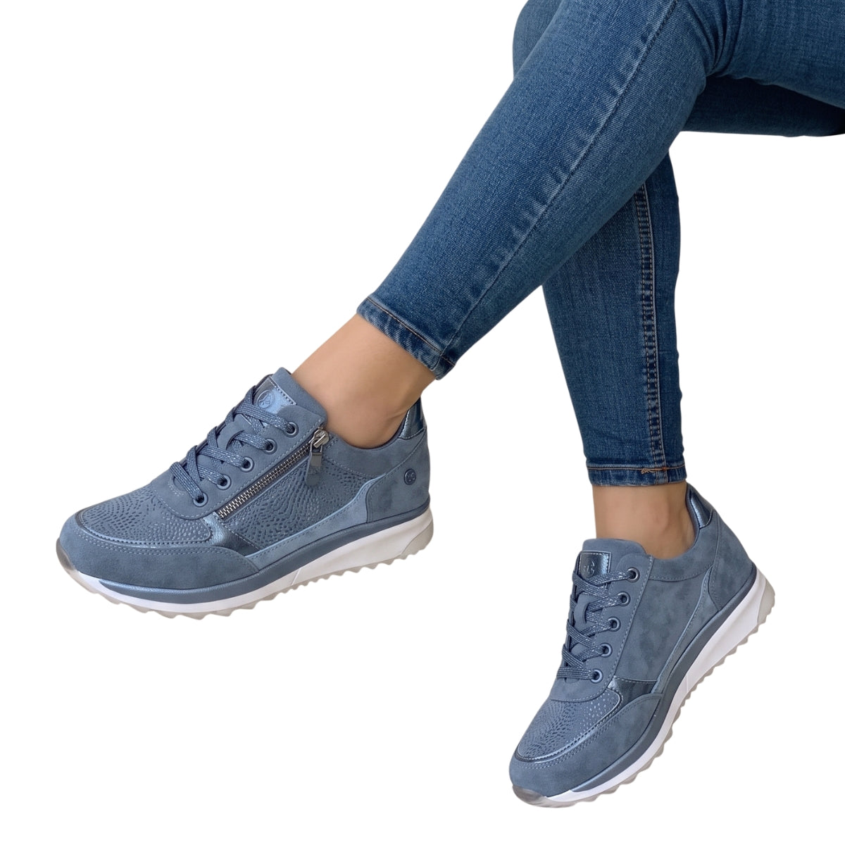 Maddie | Women's Black Lace-Up Comfort Sneakers with Metallic Accents