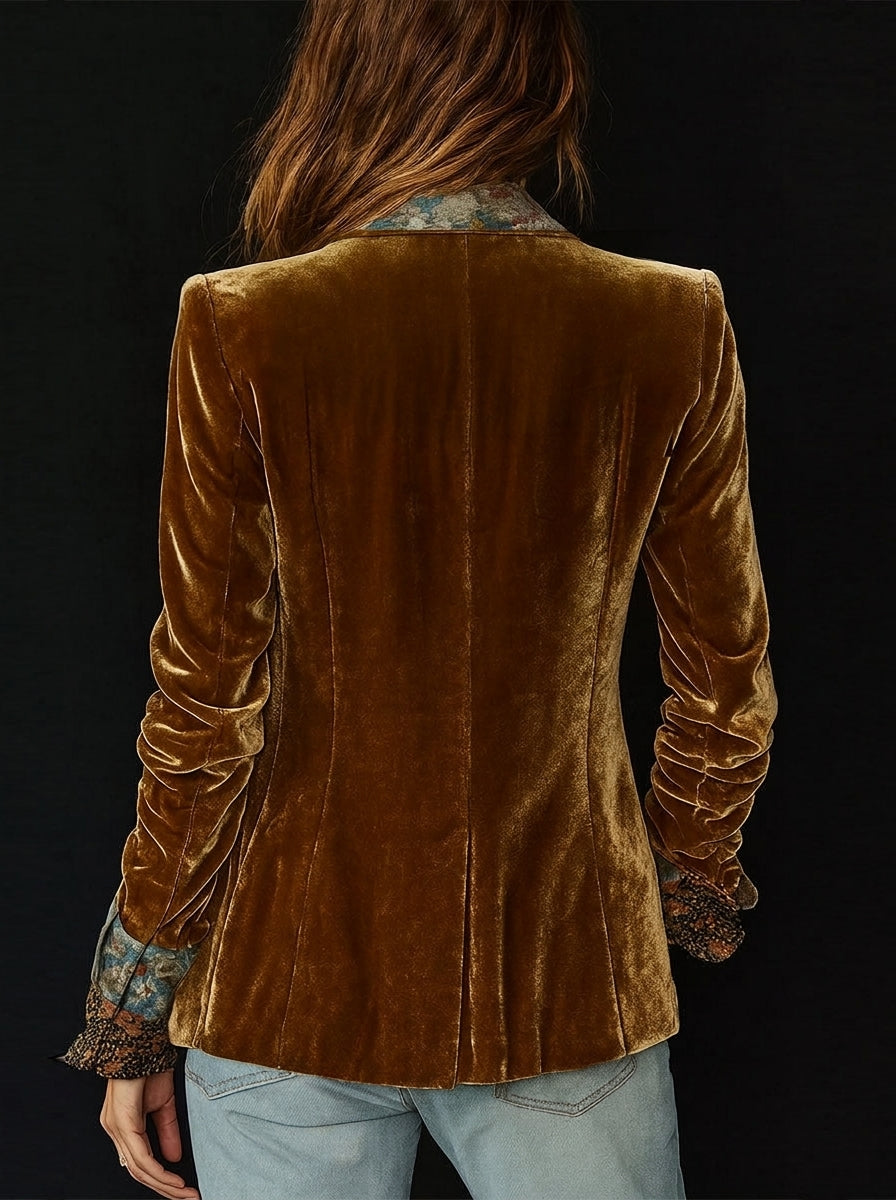 Marcela - Vintage Floral Print Patchwork Blazer