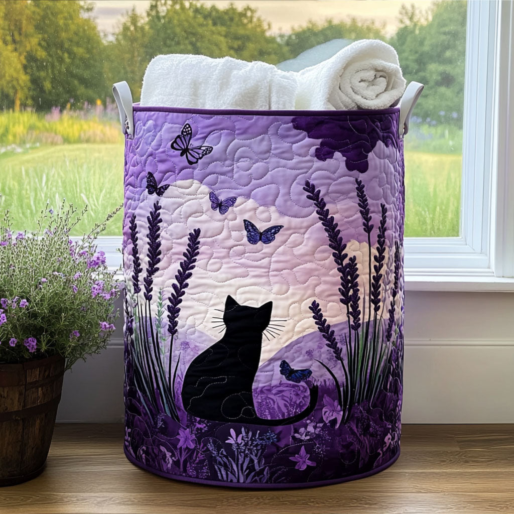 Philippa™ | Moonlit Meadow Cats Quilted Laundry Basket