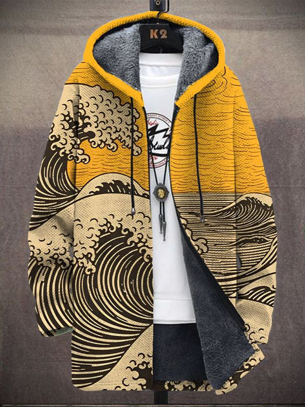 Greet | Hooded Cardigan with Artistic Print and Soft Lining