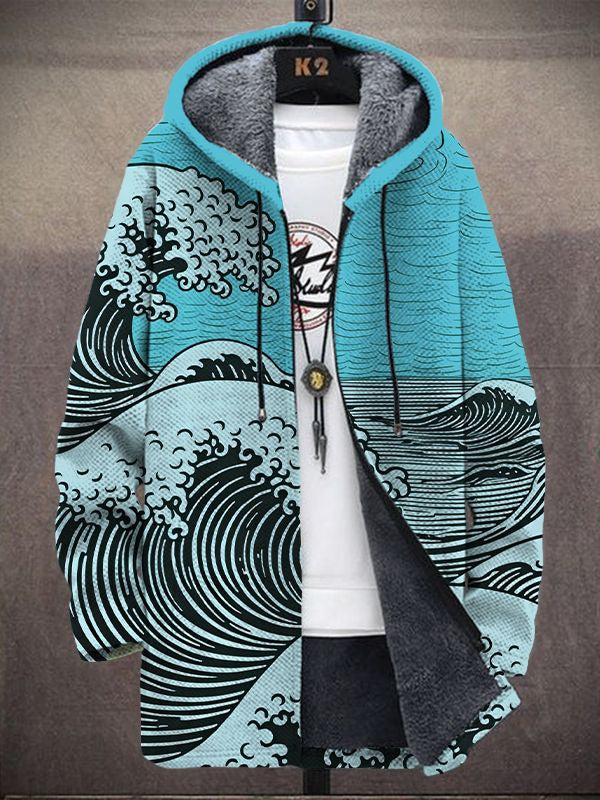 Greet | Hooded Cardigan with Artistic Print and Soft Lining