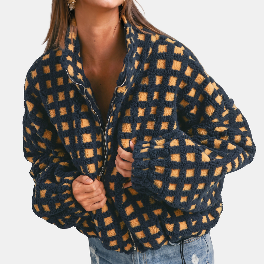 Women's Oversized Sherpa Fleece Zip-Up Jacket