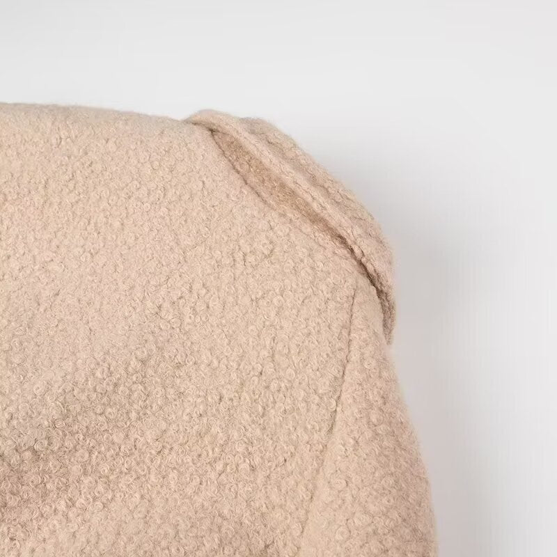 Women's Belted Teddy Coat with Notched Collar