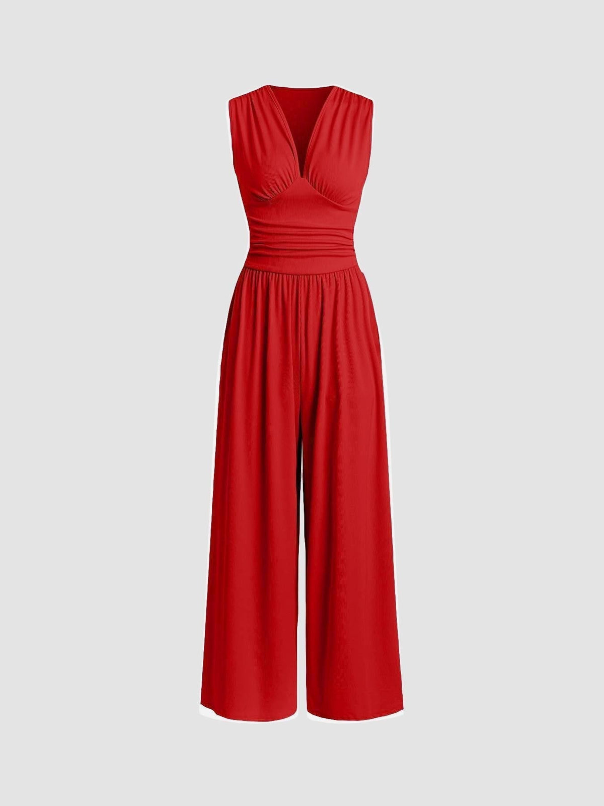 Della | Ribbed Sleeveless Wide-Leg Jumpsuit
