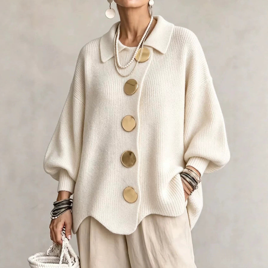 Oversized Collared Knit Cardigan