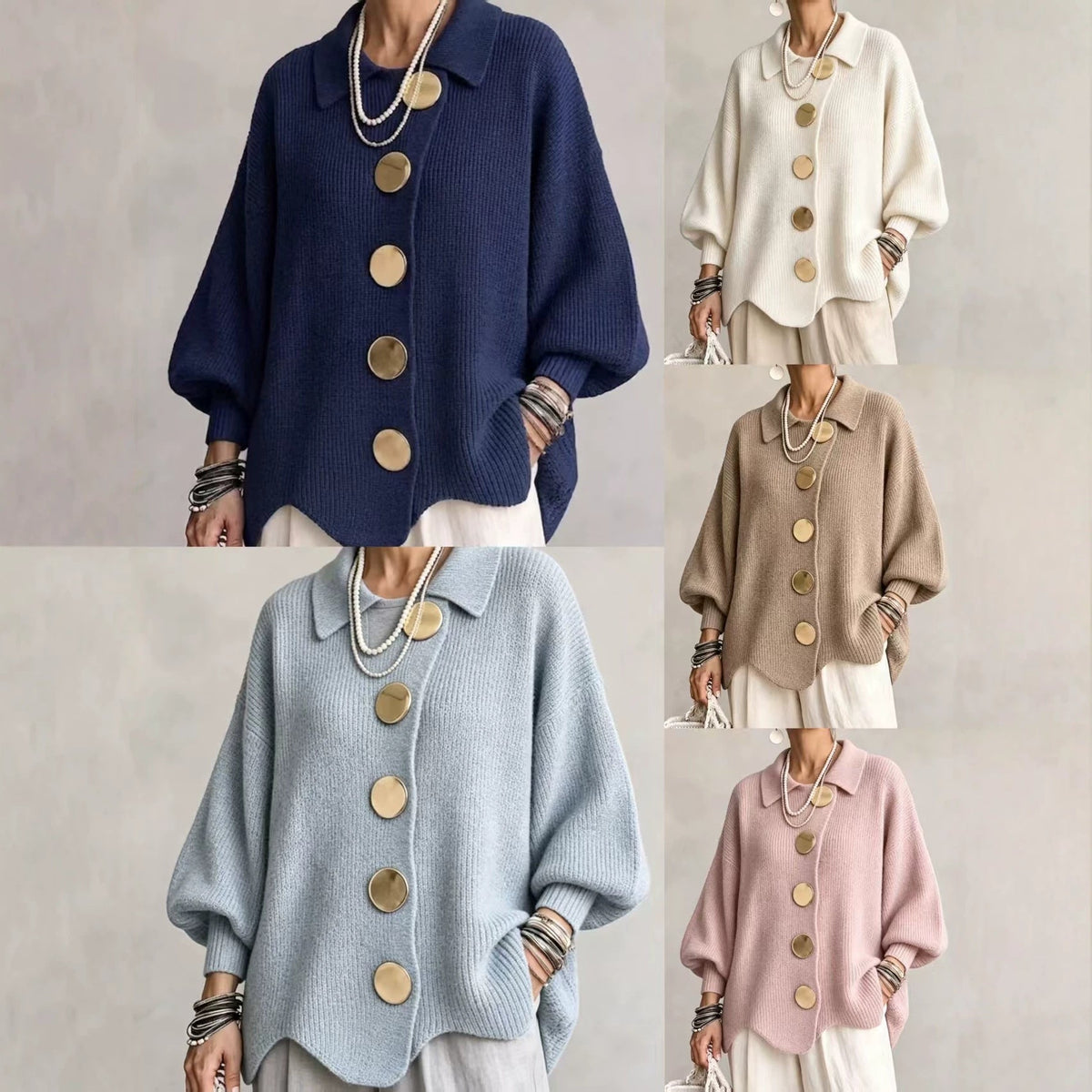 Oversized Collared Knit Cardigan