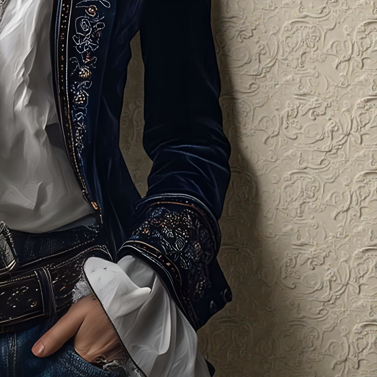 Narla | Luxurious Velvet Jacket with Artistic Embellishments