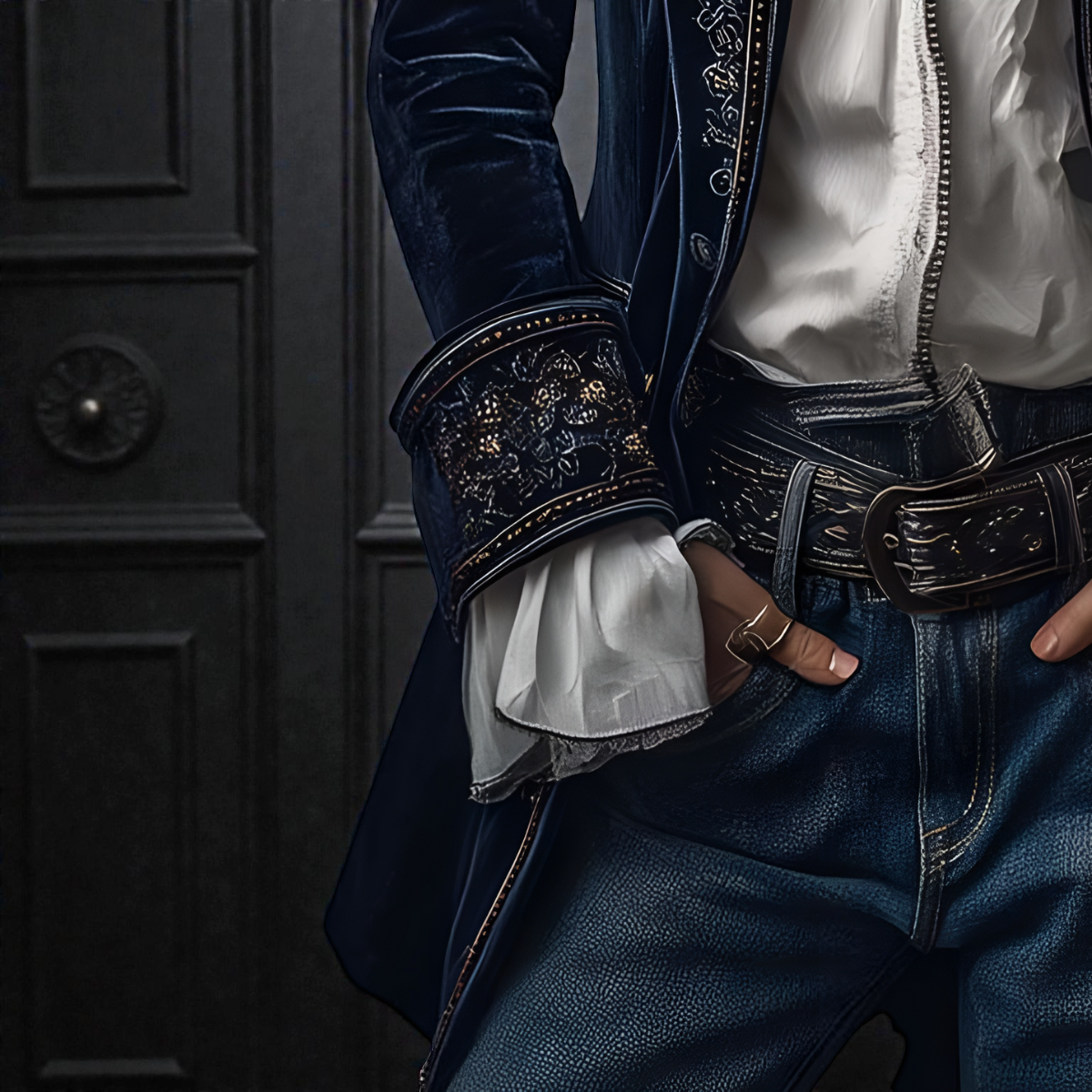 Narla | Luxurious Velvet Jacket with Artistic Embellishments