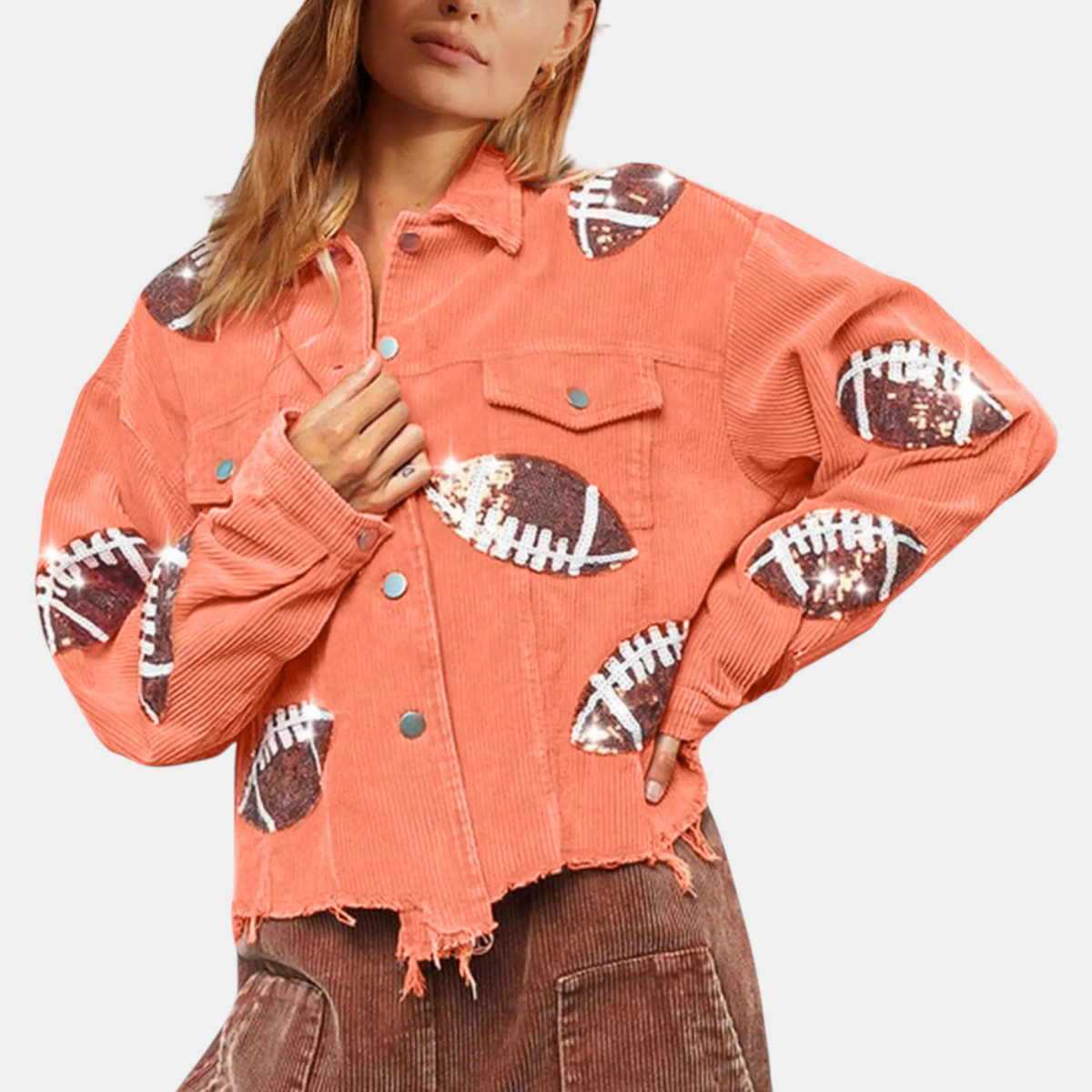 Women's Sequin Embroidered Cropped Cord Jacket