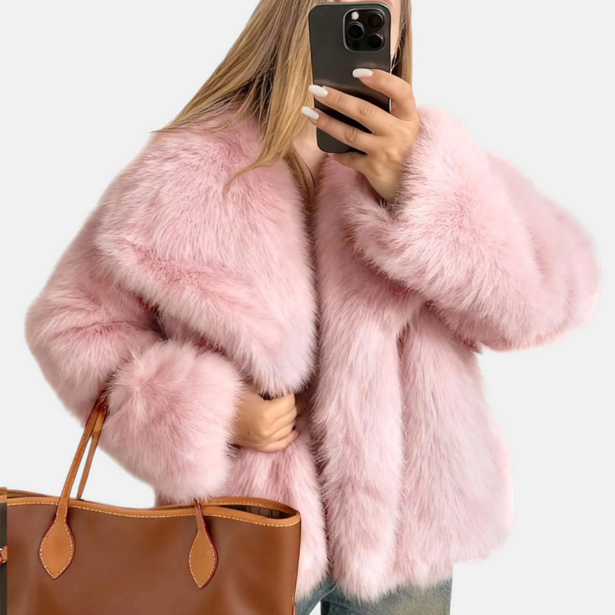 Women’s Faux Fur Open Front Fluffy Short Jacket