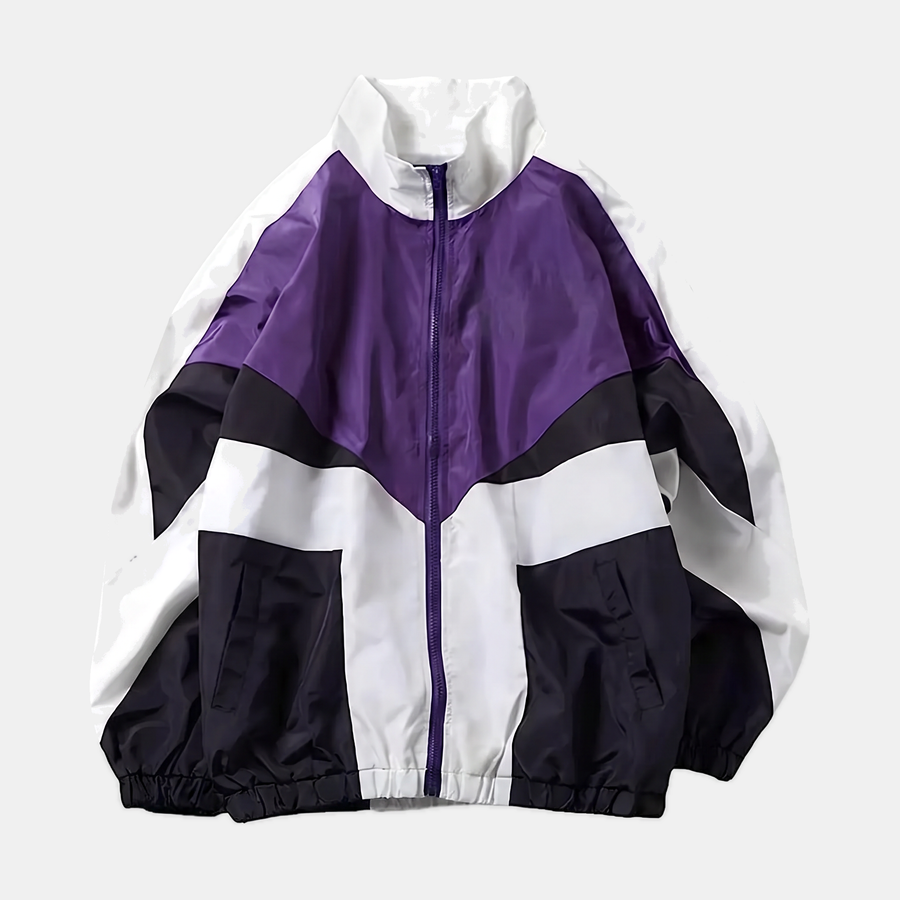 Women's Color Block Windbreaker Track Jacket Oversized