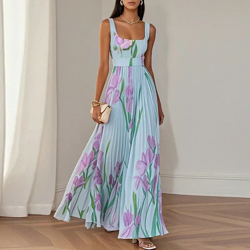 Oriah | Abito Lungo Donna Floreale Linea A in Seta