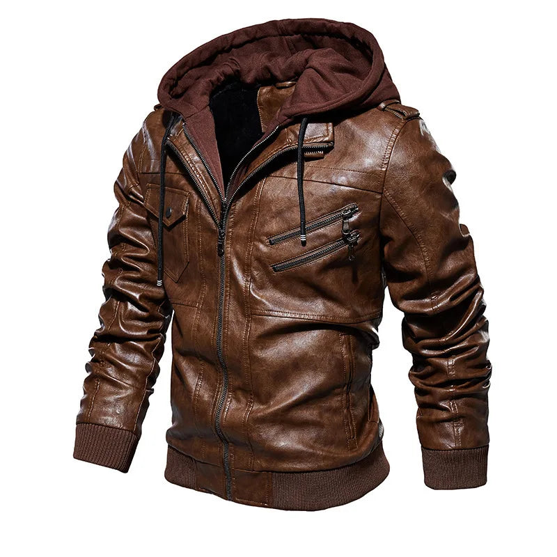 Jonniel | Leather Jacket with Hood